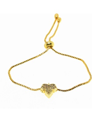 Nkie Jewels Altın Renk Yaprak Model Asansör Zirkon Bileklik - 2014