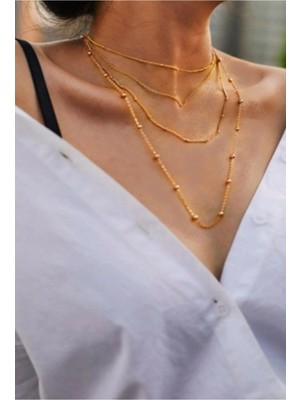 Nkie Jewels Kadın Altın Yaldız Kolye Seti