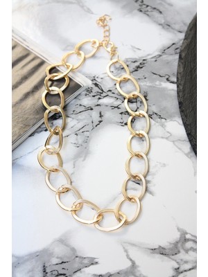 Nkie Jewels Kalın Zincir Oval Kısa Kolye