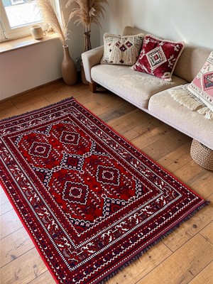 Zeora Home Afgan Desenli Makine Dokuma Kilim Etnik Otantik Anadolu Saçaklı Salon & Oturma Odası Koridor Vintage Ince Halı