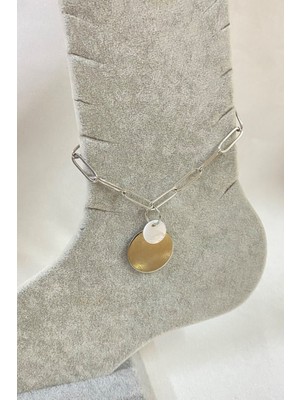 Nkie Jewels Gümüş Renk Iki Pullu Model Ataç Zincir Çelik Halhal - 3244