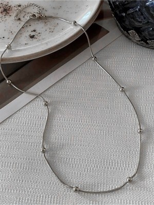 Nkie Jewels Gümüş Renk Kararmaz Paslanmaz Çelik Dorika Zincir Çelik Kolye- 3199