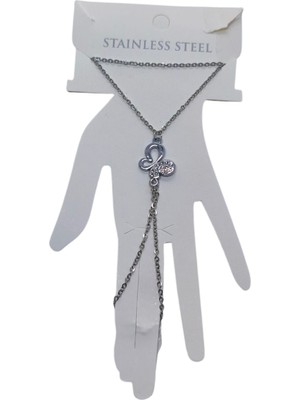 Nkie Jewels Gümüş Renk Içi Boş Kelebek Çelik Şahmeran - 3575