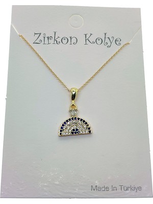 Nkie Jewels Altın Renk Yarım Kubbe Nazar Göz Model Zirkon Kolye - 2750