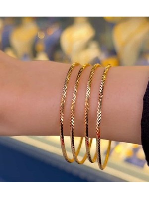 Nkie Jewels Altın Renk 22 Ayar Kaplama Başak Desenli Ajda Bilezik 22 Cm. 3 Adet - 3287