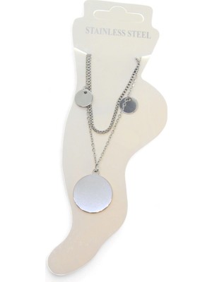 Nkie Jewels Gümüş Renk Asansör Sf Büyük Pul 2 Küçük Pul Çelik Halhal - 3481