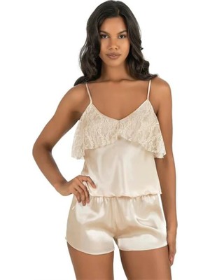 Aria's Closet Arias Closet Fildişi Saten Şort Takımı 9214
