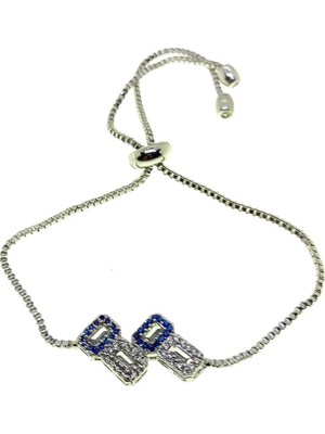 Nkie Jewels Gümüş Renk Yapışık Dikdörtgen Asansör Zirkon Bileklik - 2724