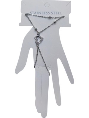 Nkie Jewels Gümüş Renk Kalp Çelik Şahmeran - 3543