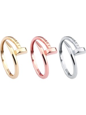 Nkie Jewels Kartier Model  3 Renk Kombin Çivi Yüzük Unisex Model - 2274 17