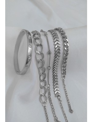 Nkie Jewels Gümüş Kaplama Kadın Lüks Trend Kartier Kombin Bileklik - 2909