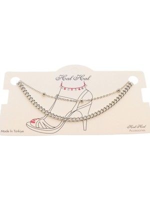 Nkie Jewels Gümüş Renk Top ve Cadena Zincir Halhal - 1827