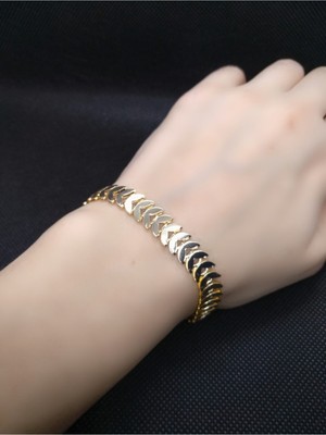 Nkie Jewels Balık Kılçığı Yassı Gold Kaplama Künye Bileklik