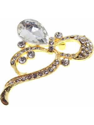 Nkie Jewels Altın Renk Kesme Damla Model Broş - 1744