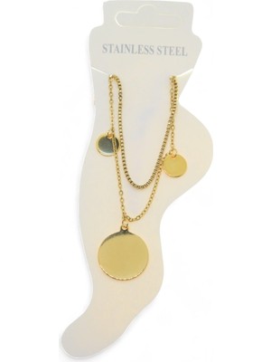 Nkie Jewels Altın Renk Asansör Sf Büyük Pul 2 Küçük Pul Çelik Halhal - 3487