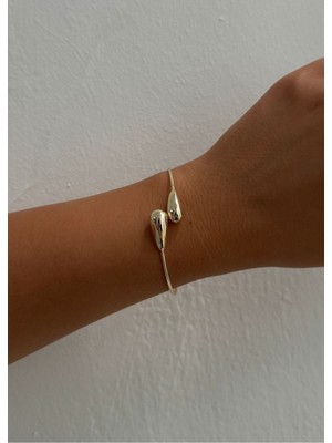 Nkie Jewels Altın Renk Çift Taraflı Damla Bote Bilezik Çelik Bileklik - 3197