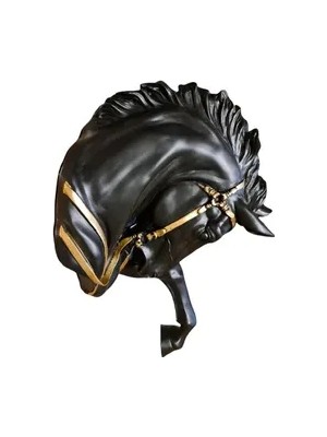 Vivense Şahlanmış At Duvar Büstü Siyah Gold 51CM