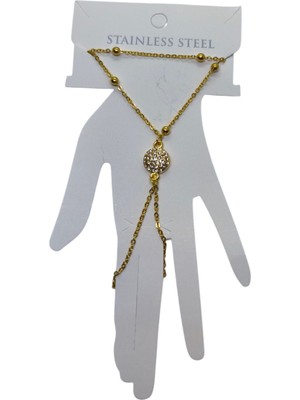 Nkie Jewels Altın Renk Yuvarlak Beyaz Taş Çelik Şahmeran - 3530
