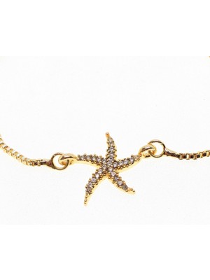 Nkie Jewels Altın Renk Zirkon Taşlı Deniz Yıldızı Asansör Bileklik - 1799
