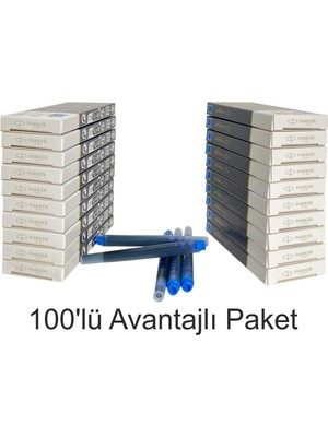 Parker Dolma Kalem Kartuşu Quink Yıkanabilir Mavi (100’LÜ Paket) 1950383
