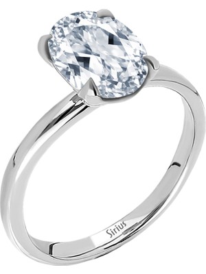Sirius Pırlanta 3 Karat Oval Beyaz Topaz Tektaş Yüzük 0417R0354