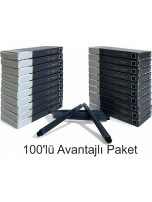 Parker Dolma Kalem Kartuşu Quink Yıkanabilir Siyah (100’LÜ Paket) 1950382