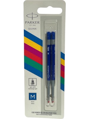 Parker Jel Kalem Refill Plastik Gövde, 2'li Blister M Uç Mavi