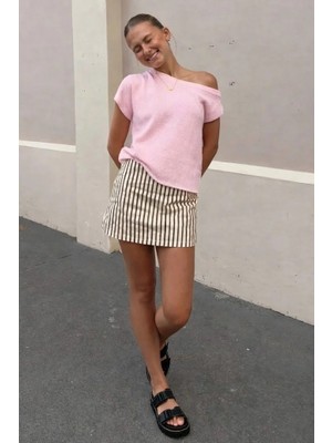 Madmext Pembe Salaş Fit Düşük Omuz Tişört MG2814