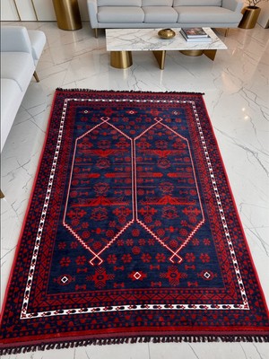 Zeora Home Afgan Desenli Makine Dokuma Kilim Etnik Otantik Anadolu Saçaklı Salon & Oturma Odası Antre Koridor Vintage Ince Halı