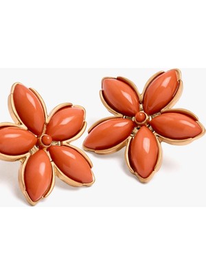 Parfois Çiçek Motifli Resin Küpe