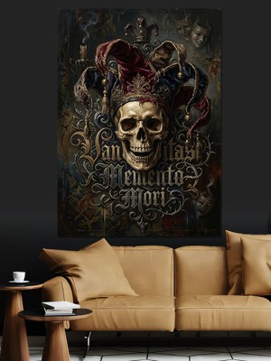 Tablomega Palyaço Şapkalı Mistik Iskelet Portresi Dekoratif Kanvas - Mdf Ahşap Tablo