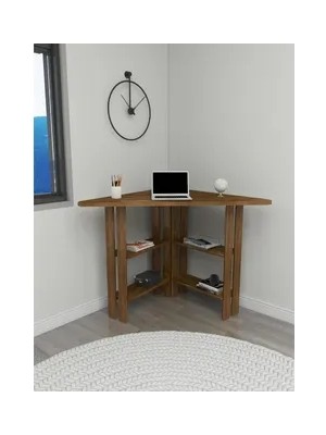 Vivense Woodface Best Doğal Ahşap Köşe Çalışma Masası, Ceviz