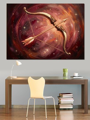 Tablomega Altın Renkli Antik Yay ve Ok Dekoratif Kanvas - Mdf Ahşap Tablo