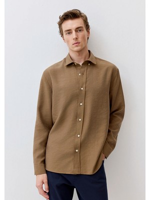 Mavi Kahverengi (TENCEL™) Liyosel Karışımlı Gömlek 0211650-70378