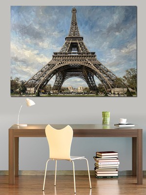 Tablomega Alttan Görünüm Eyfel Kulesi Paris Dekoratif Kanvas - Mdf Ahşap Tablo