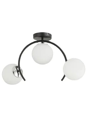 Vivense Ay Üçlü Beyaz Camlı Avize Siyah Krom