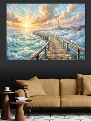Tablomega Bulutlar Üzerinde Ahşap Iskele Yolu Dekoratif Kanvas - Mdf Ahşap Tablo