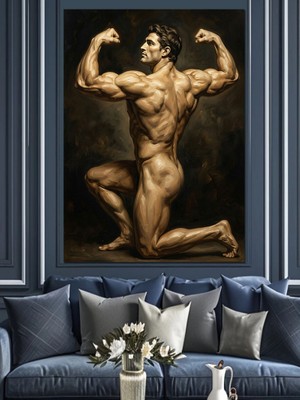 Tablomega Kaslı ve Güçlü Insan Vücudu Heykeli Dekoratif Kanvas - Mdf Ahşap Tablo