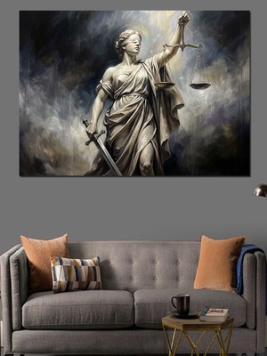 Tablomega Adalet Tanrıçası Themis Heykel Tablosu Dekoratif Kanvas - Mdf Ahşap Tablo