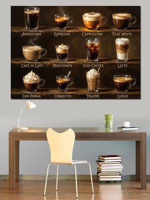 Tablomega Farklı Kahve Sunumları Grafik Tablo Dekoratif Kanvas - Mdf Ahşap Tablo
