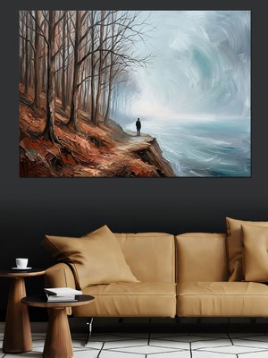 Tablomega Sisli Orman ve Uçurum Manzarası Dekoratif Kanvas - Mdf Ahşap Tablo