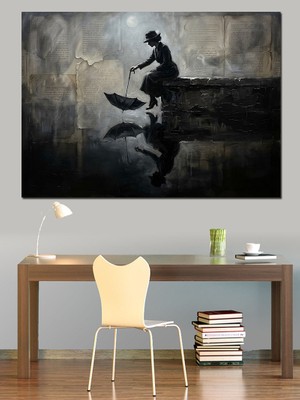 Tablomega Su Kenarında Düşünen Kadın Silueti Dekoratif Kanvas - Mdf Ahşap Tablo