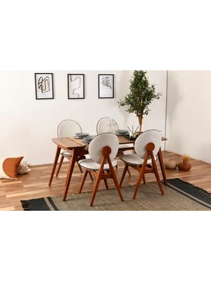 Vivense Touch Iskandinav Masa Takımı, Krem, 160X80