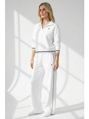 Mint 5793 Yakalı Metal Aksesuarlı Takım Beyaz