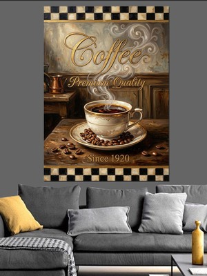 Artmeg Retro Coffee Shop Kahve Sunumu Dekoratif Kanvas - Mdf Ahşap Tablo