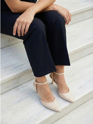 Join Polo Kadın Saten Bilekten Bağlamalı Sivri Burun Ince Topuklu Stiletto Abiye Gece Ayakkabısı