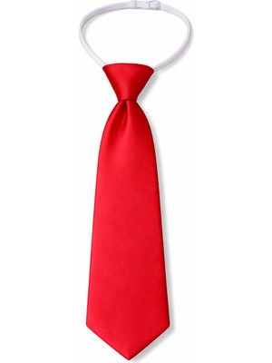 Herşey Nota Çocuk Kırmızı Lastikli Kravat Ayarlanabilir Unisex Düz Model