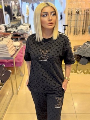 Mint 7516 Xl Flok Baskılı Takım Siyah