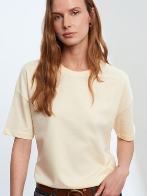 Dilvin 3683 Basic Tişört Sarı