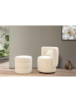 Vivense Relax Berjer ve Puf, Beyaz